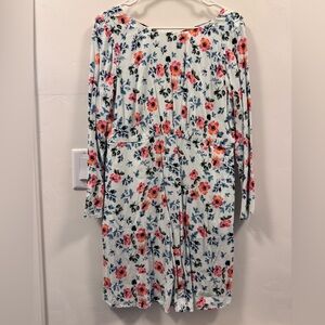 LOFT Floral Dress with Blue and Pink Accents